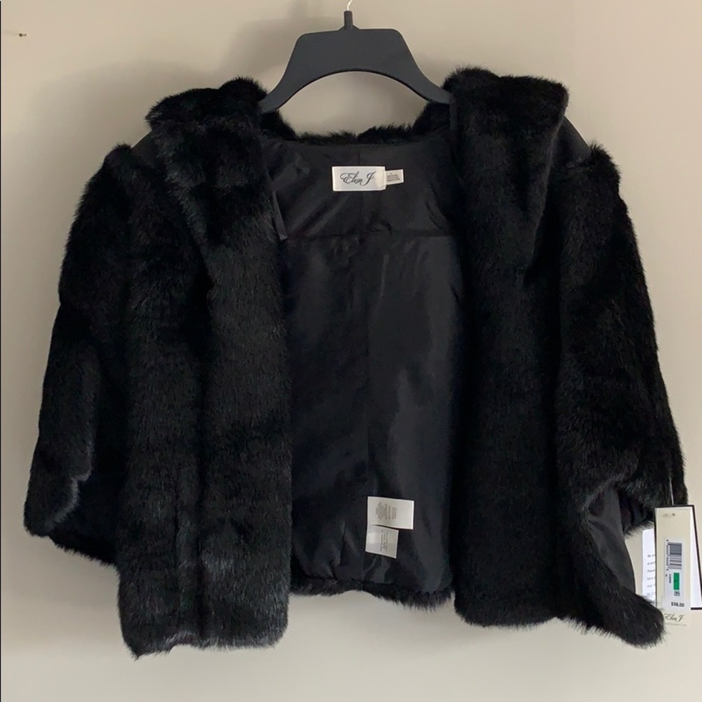 Eliza J. New with tags black faux fur shrug